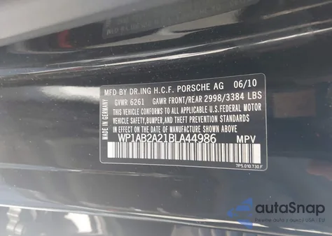 2011 Porsche Cayenne S из США, поврежденный, VIN WP1AB2A21BLA44986